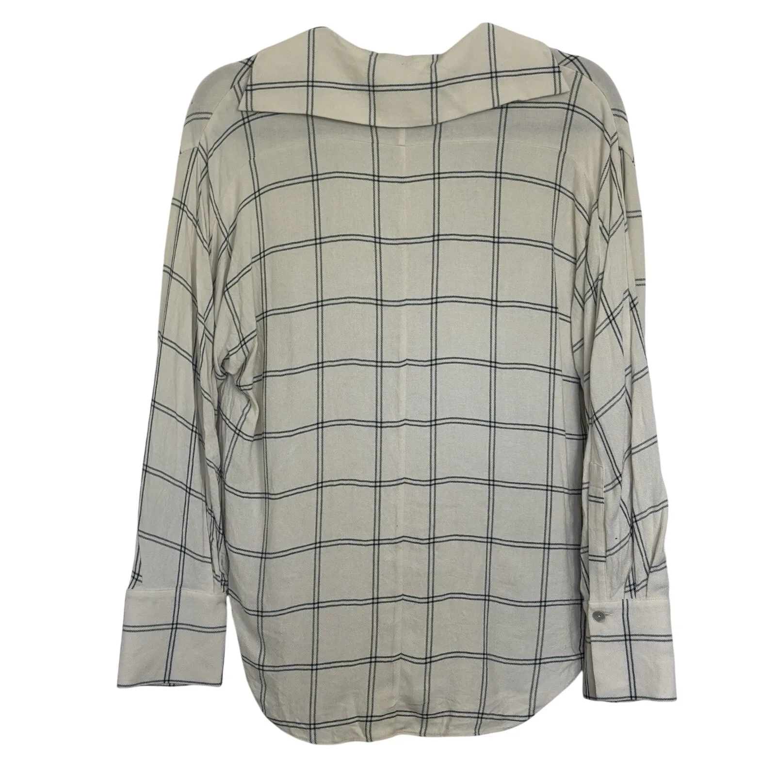 Vince Wool Blend Cream Plaid Flannel Long Sleeve Size Medium Elevated Basic - Image 2