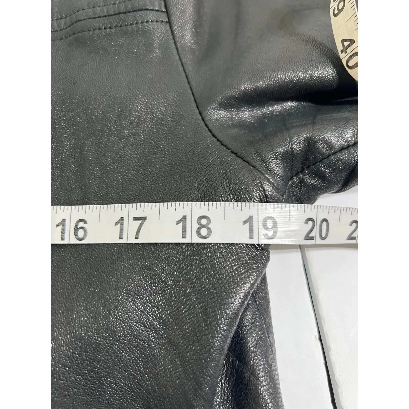 Brandon Thomas Black Leather Long Jacket Coat Womens Size L Button Front Collar Size L - Image 5