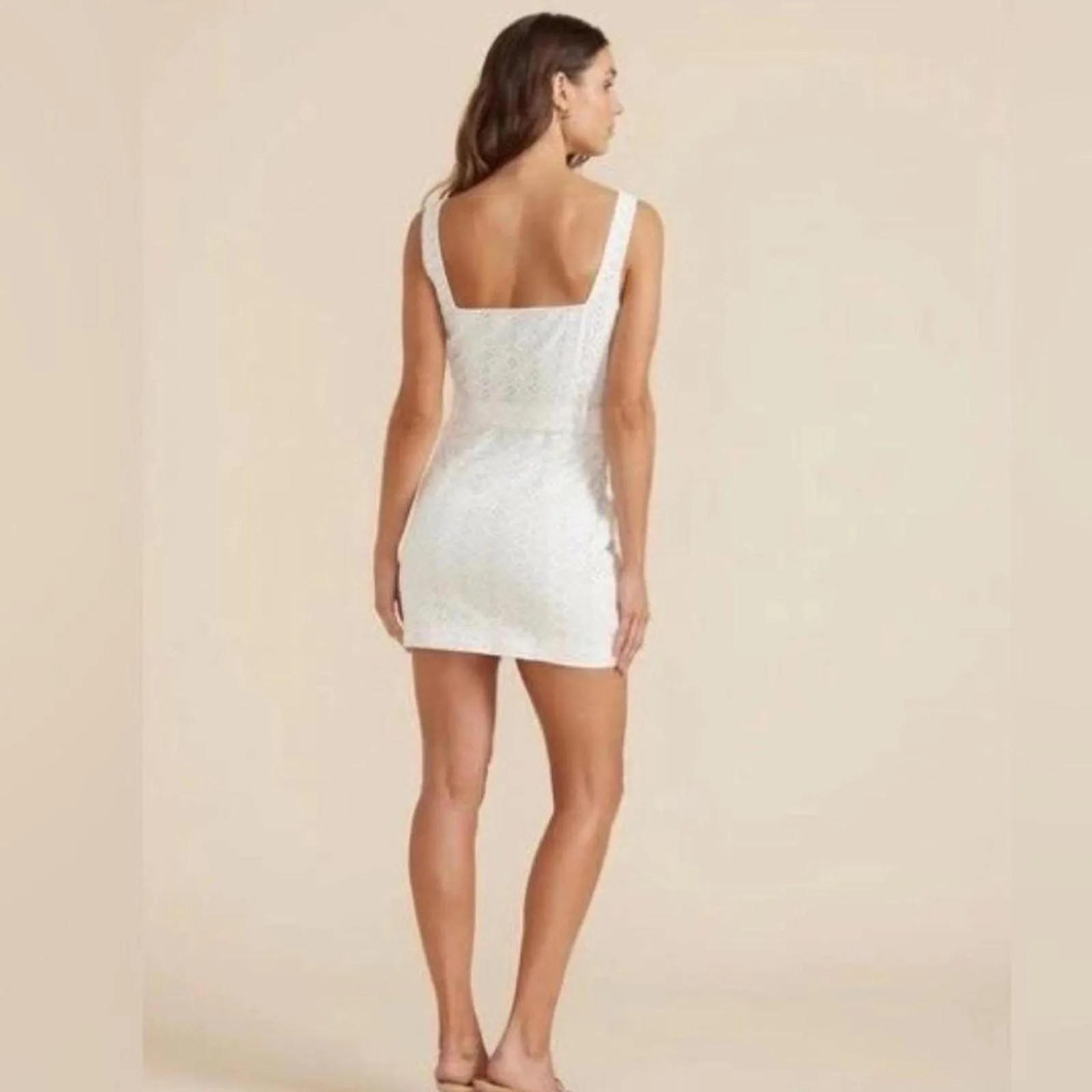 Summer Eyelet Mini Dress - MinkPink Saskia - size medium - preppy boho - Image 2