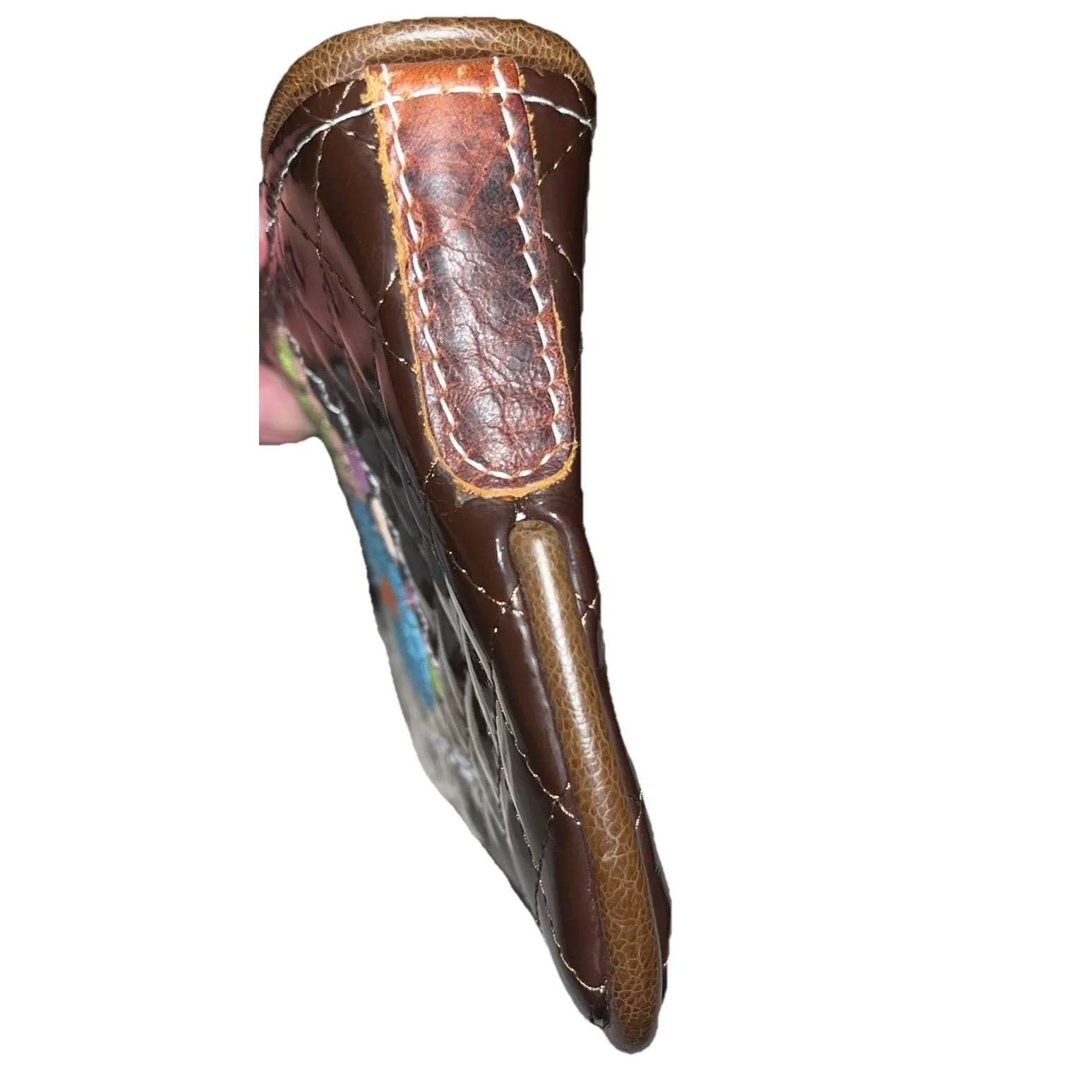 Consuela Quilted Brown Patent w Leather Trim Embroidered Clutch Wristlet NEW - Image 8