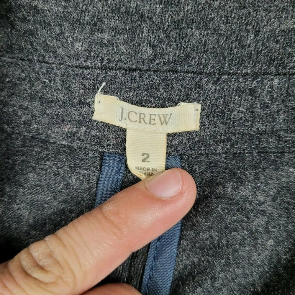 J.Crew  Classic 100% Wool Double Breasted Gray Pea Coat Size 2 EUC - Image 6