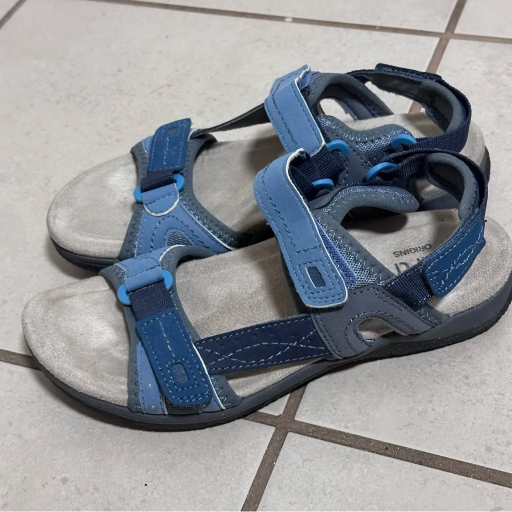 Earth Origins Women Blue Sandals Round Toe Strappy Casual Flat Sandals size 6.5 - Image 5