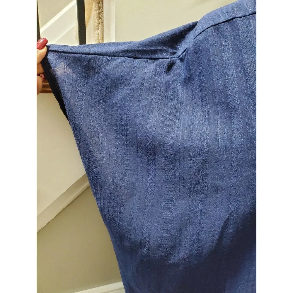 Kona Sol Women's Solid Blue Polyester V-Neck Short Sleeve Blouse Size X-Large - Image 5