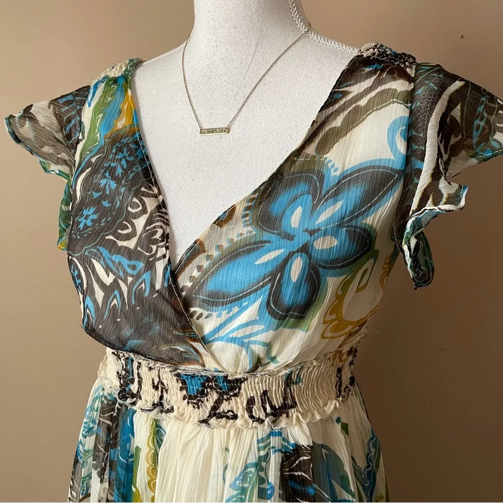 JESSICA TAYLOR | Printed Empire Waist Midi Dress Sz M Size M - Image 3