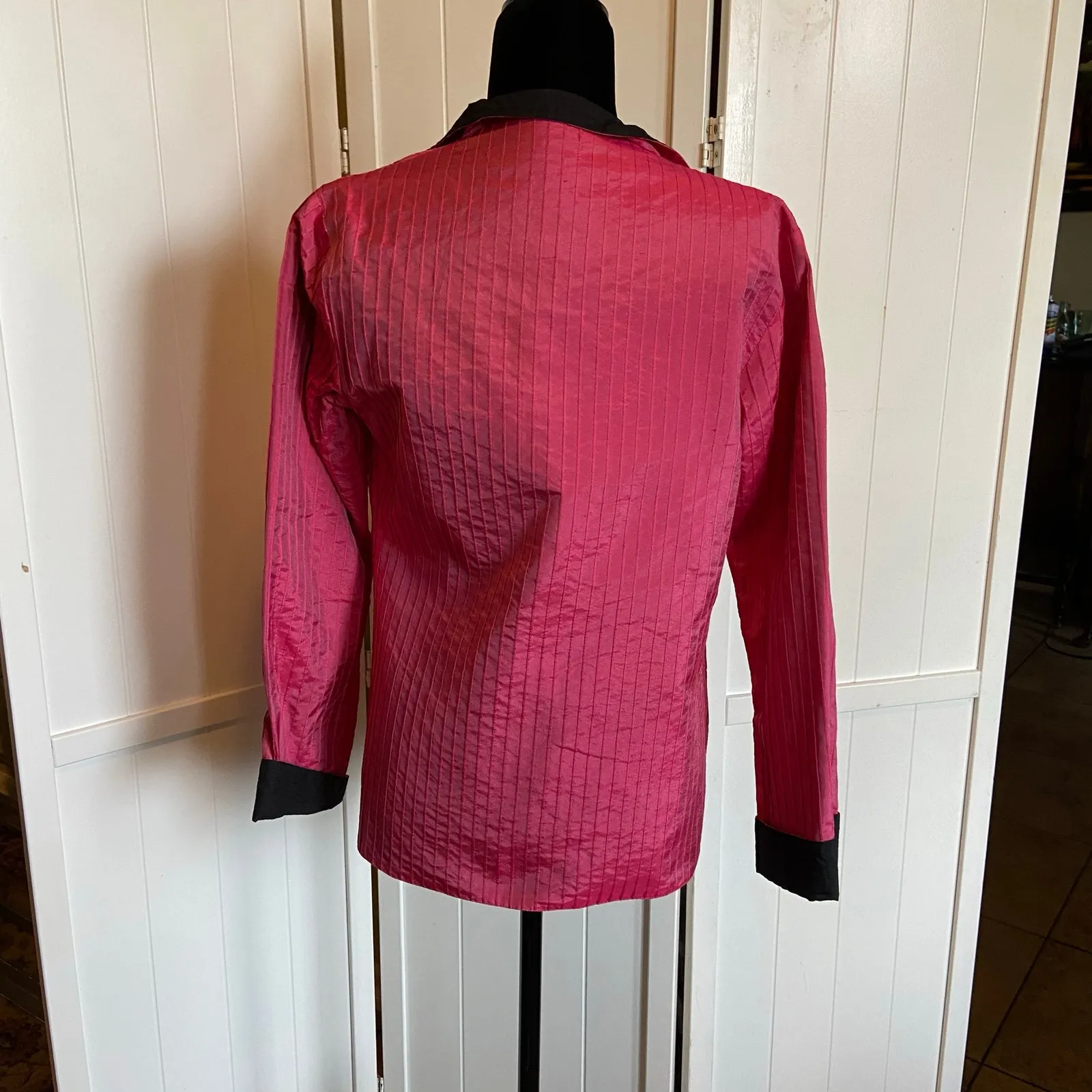 Vintage Womens Jacket Size‎ XS S Hot Pink Black Reversible 80s 90s Mom - Image 2