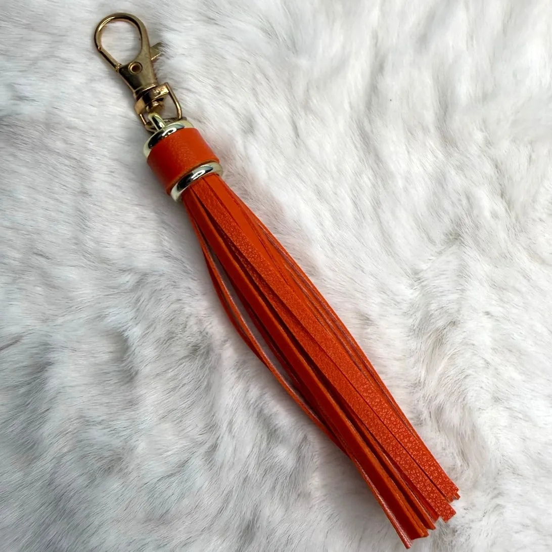 NEW Tassel Bag Charm Tassels Keychains Purse Fashion Charm Orange - Image 2
