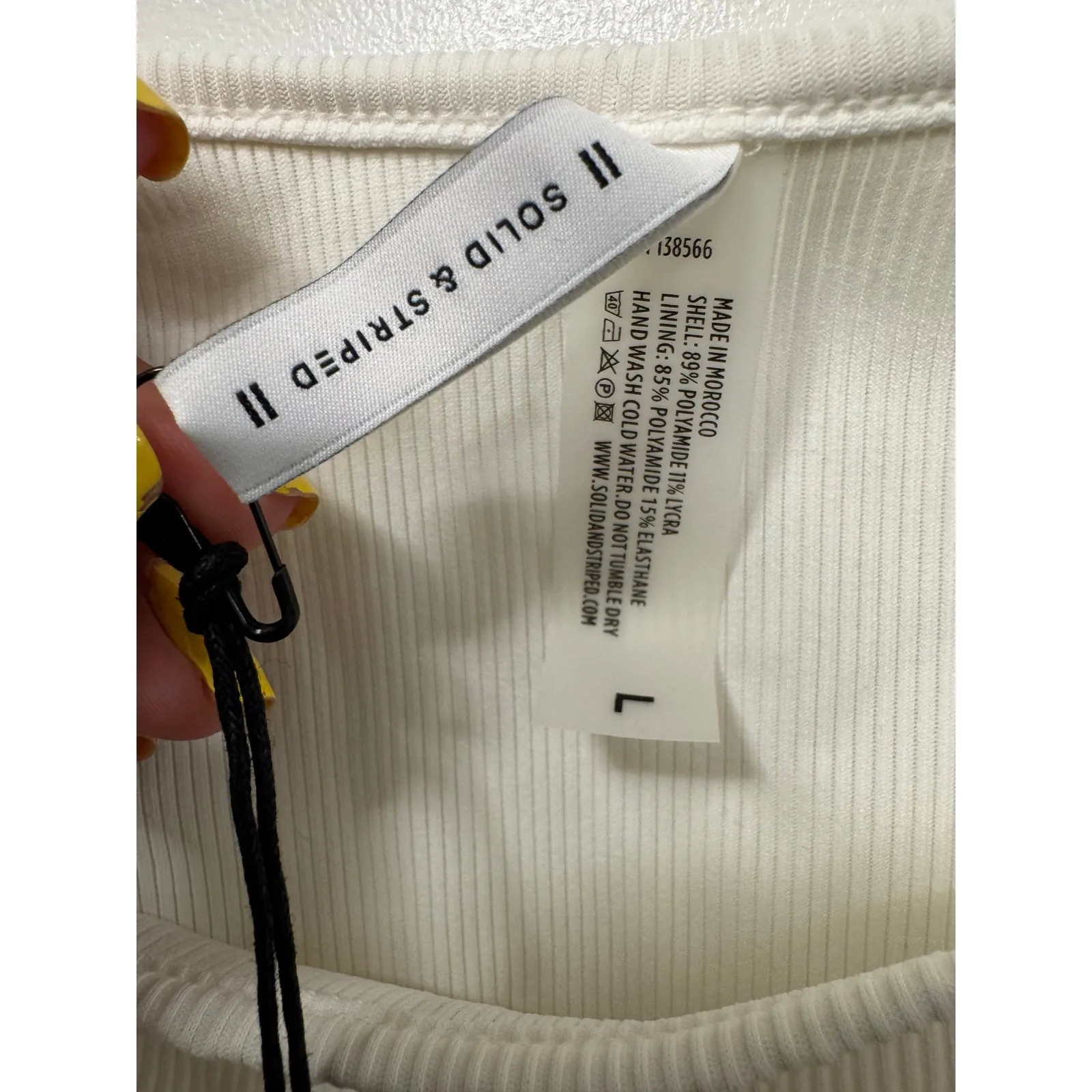 Solid & Striped NWT White Ribbed Cropped Camisole Tank Top Size Large - Image 5