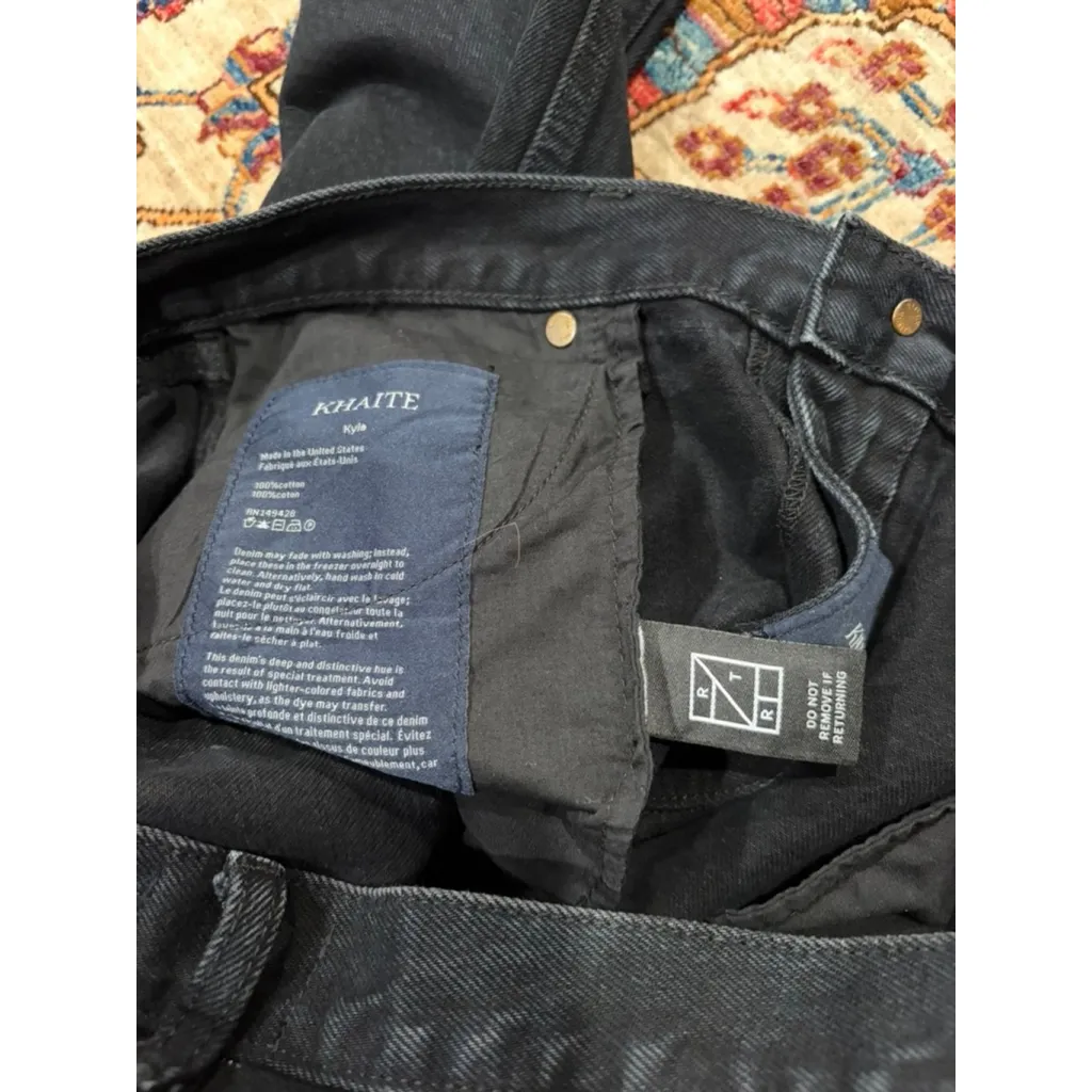 Khaite Kyle Jeans Women’s 30 Black High Rise Straight Leg 100% Cotton USA - Image 6