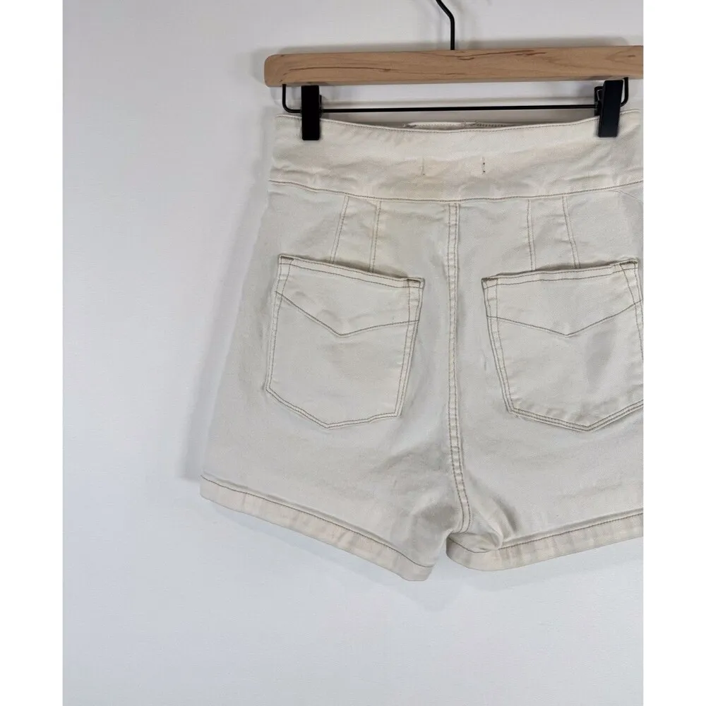 We The Free People Womens Shorts White Sammi Retro Denim Casual Jean Size 28 - Image 7
