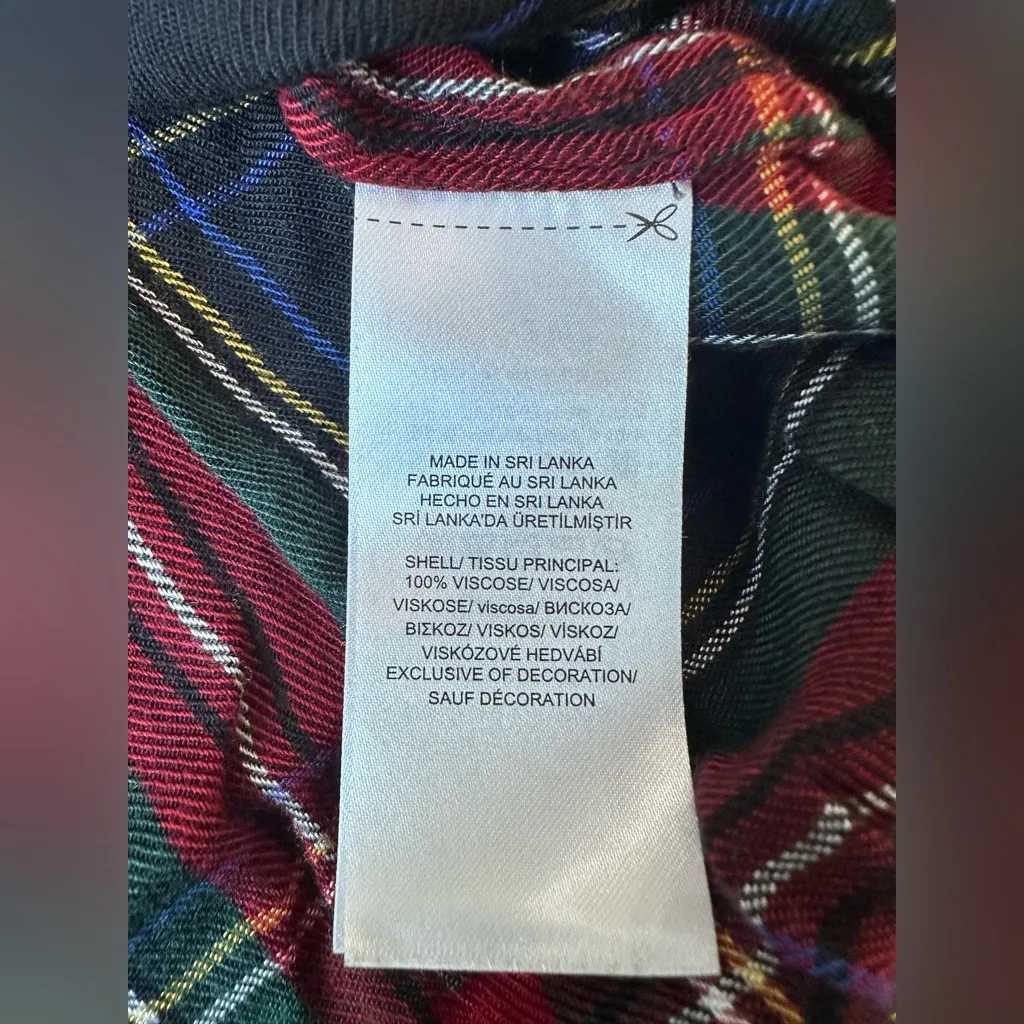 Lauren Ralph Lauren Holiday Monogrammed Flannel PJ Button Down Top Medium 2269 Red - Image 7