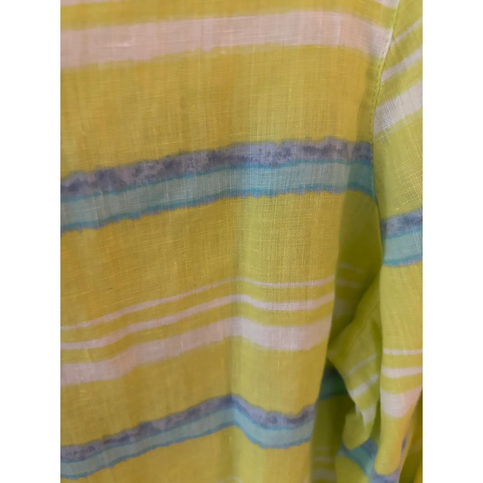 Kim Rogers Petite Linen Striped Button Down Shirt Women's Size PS - Image 2