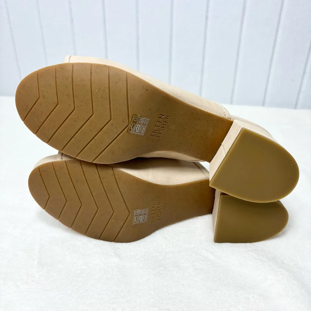 Eileen Fisher Fala tumbled nubuck mule heels tan- beige color open toe size 8.5 - Image 6