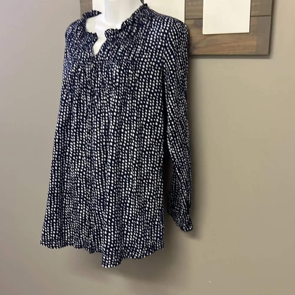 Lola Australia Navy Abstract Dotted Cotton Button Down V - Image 2