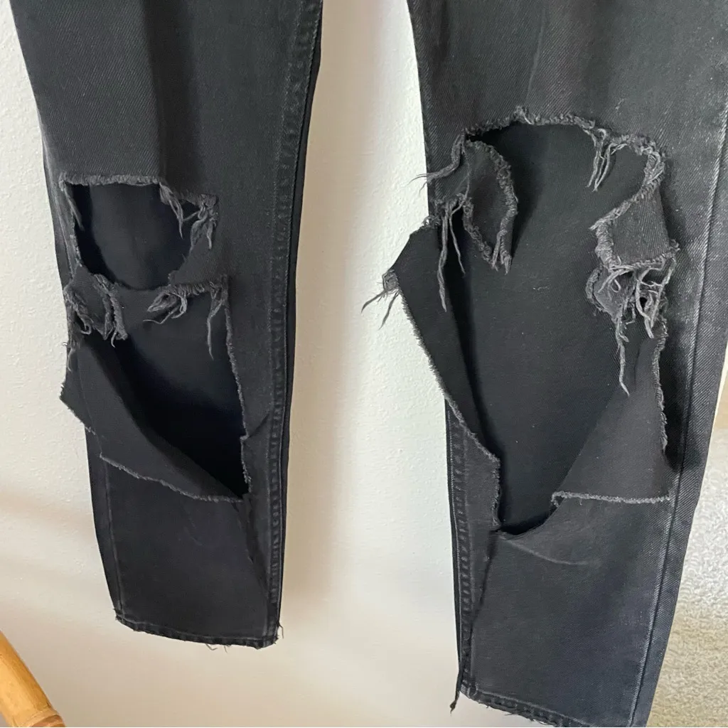 All Saints Muse Destroyed Ripped Slim Jeans in Black Wash Size 28 - Image 5