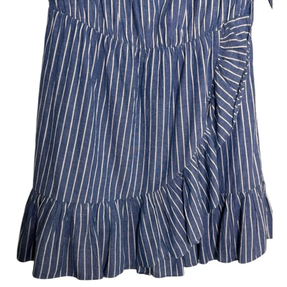 TULAROSA Maida Ruffle Dress in Blue White Stripe Vacation Ruffle Size Small - Image 6