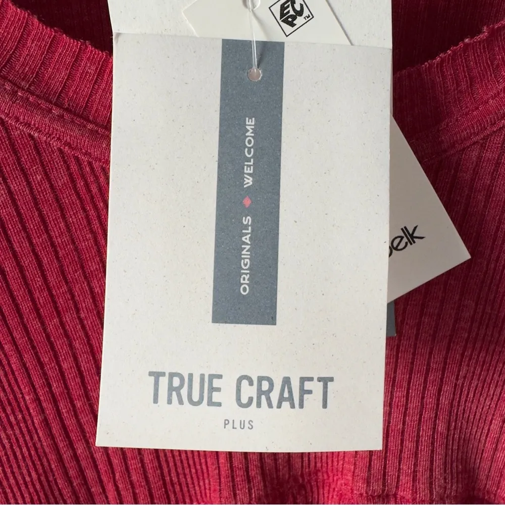 True Craft Red Babydoll Top Long Sleeve round neck cotton blend solid ribbed NWT - Image 10
