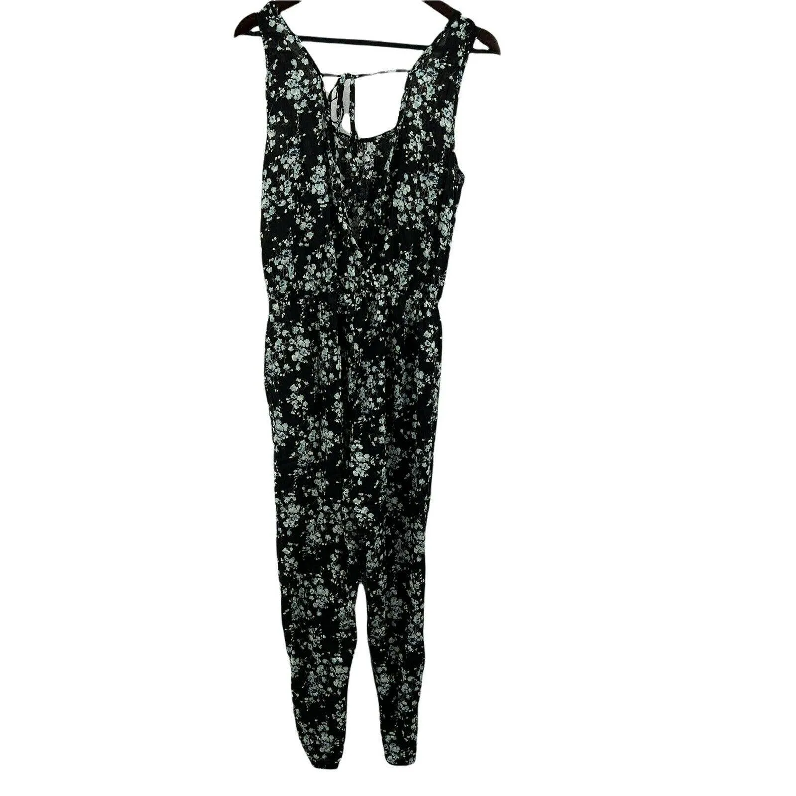 Exist‎ Black Floral Crossback Jumpsuit Size Large New - Image 4