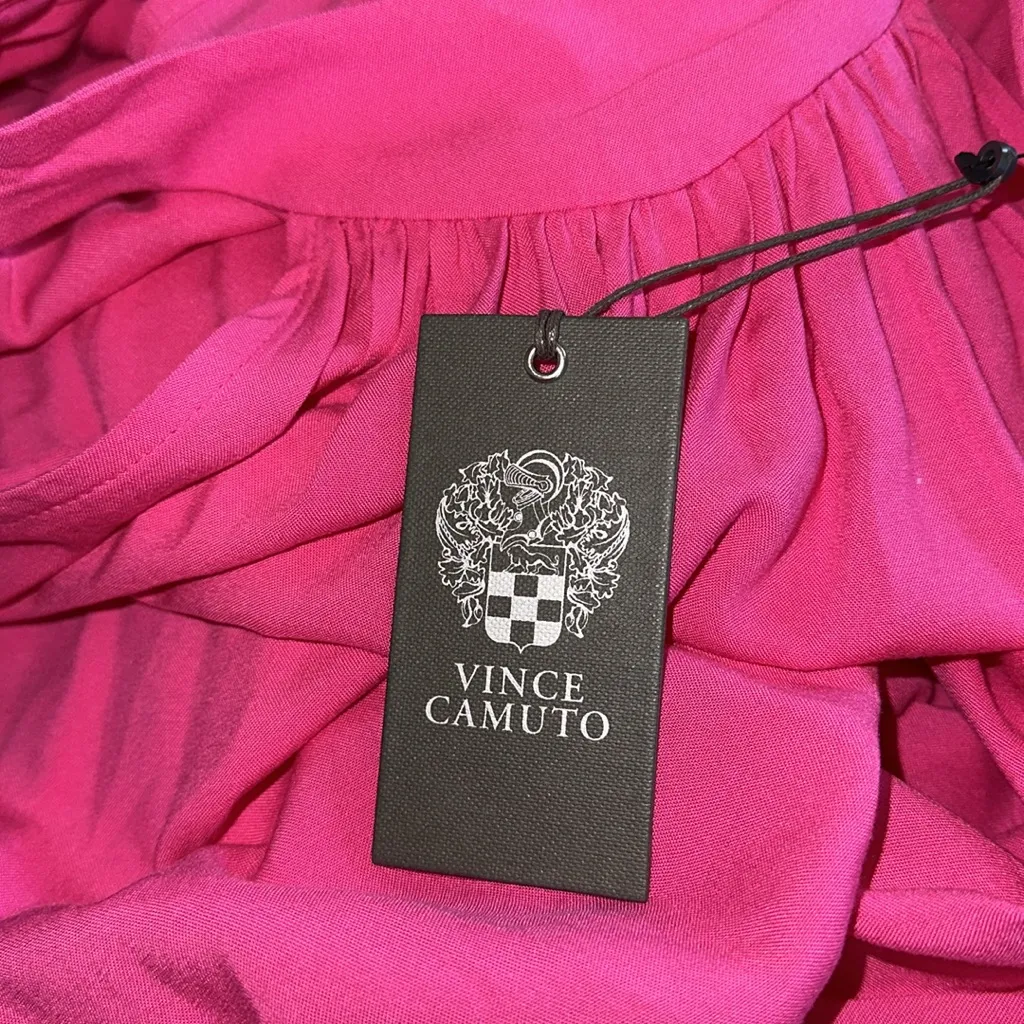 NWT Vince Camuto Oscar Bow Back Tiered Maxi Dress X-Small, HOT PINK - Image 7