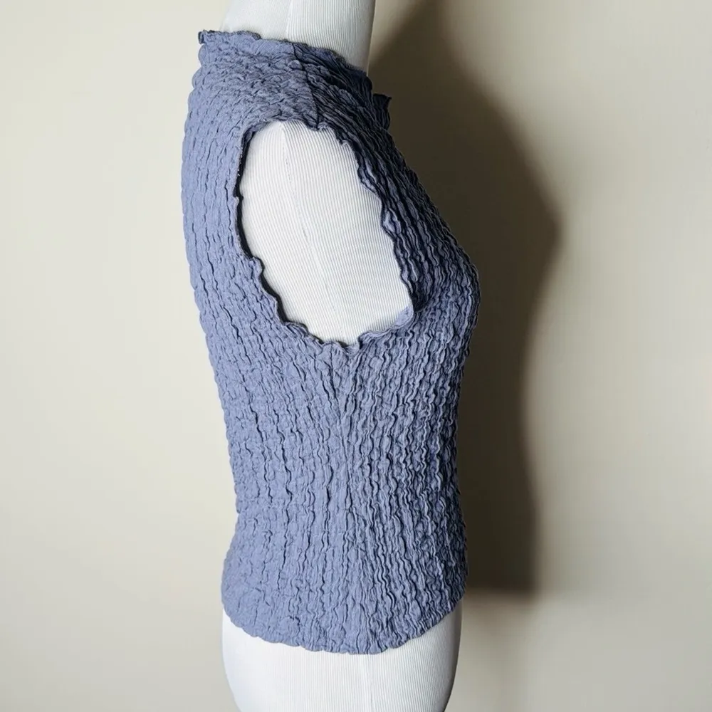 ZARA  Lavender Textured Cut Out Tee - Image 6