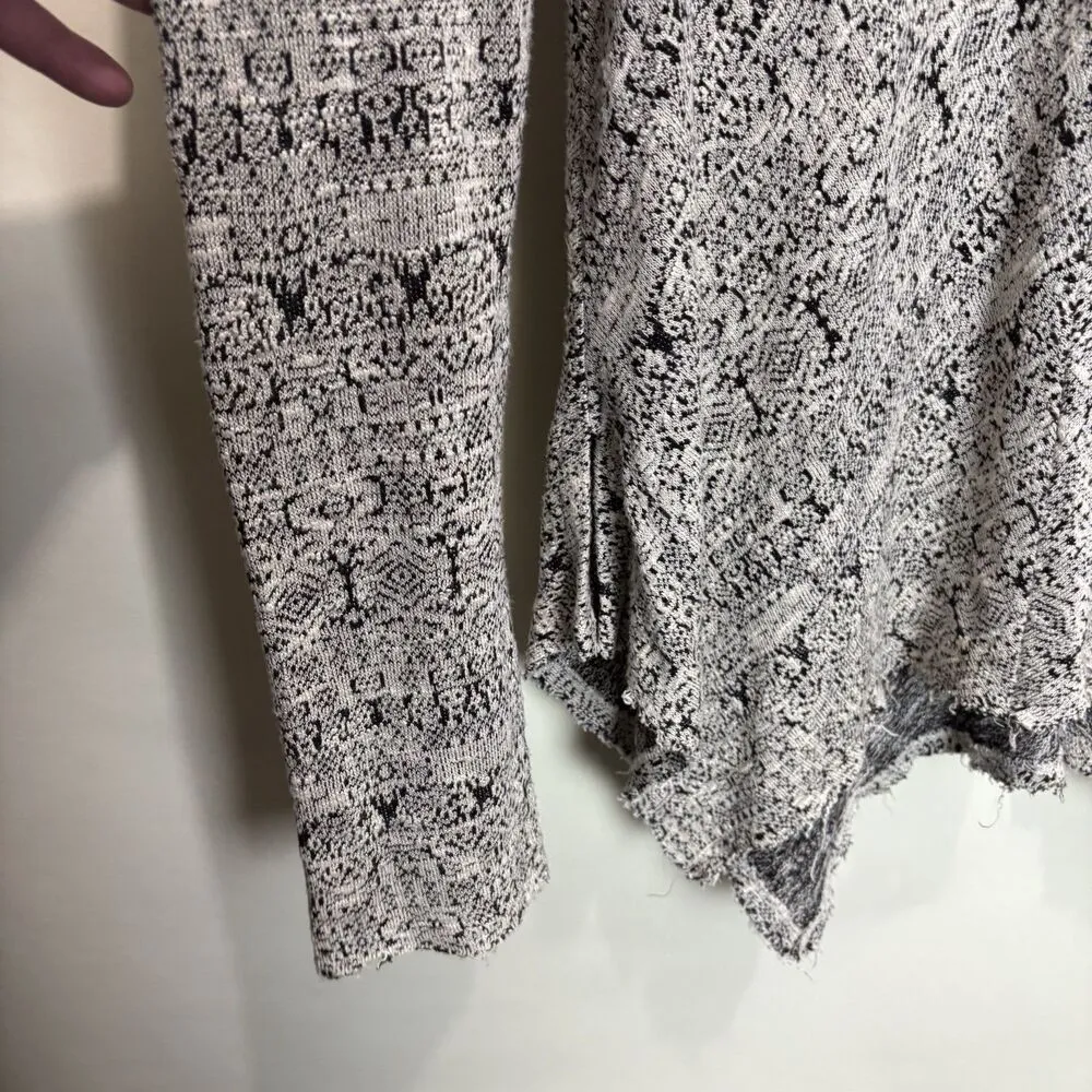 Knox Rose Top Tunic Asymmetric Extra Long Sleeve Women's XXL Black White Print - Image 2