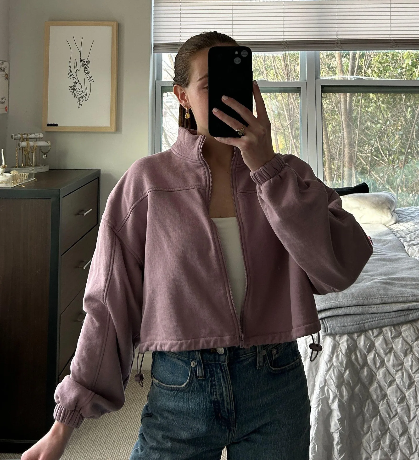 Cropped Zip Up Jacket Purple - Image 4