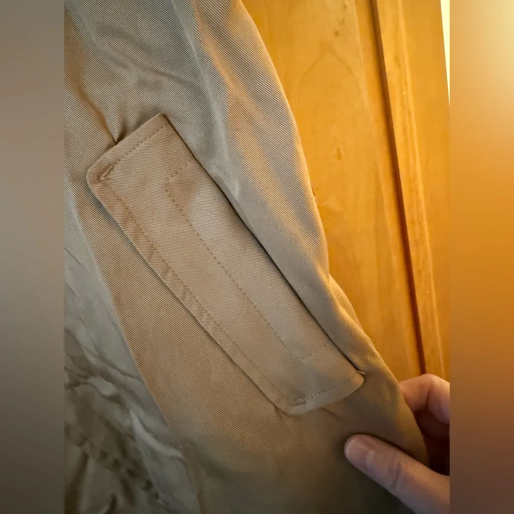 Elie. Elie Tahari Long Trench Coat Open Front Wide Lapel Unlined Brown Small - Image 5