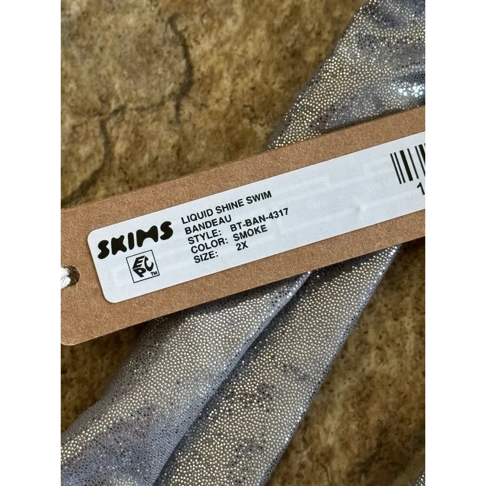 Skims Liquid Shine Swim Bandeau Smoke Size 2X - Image 10