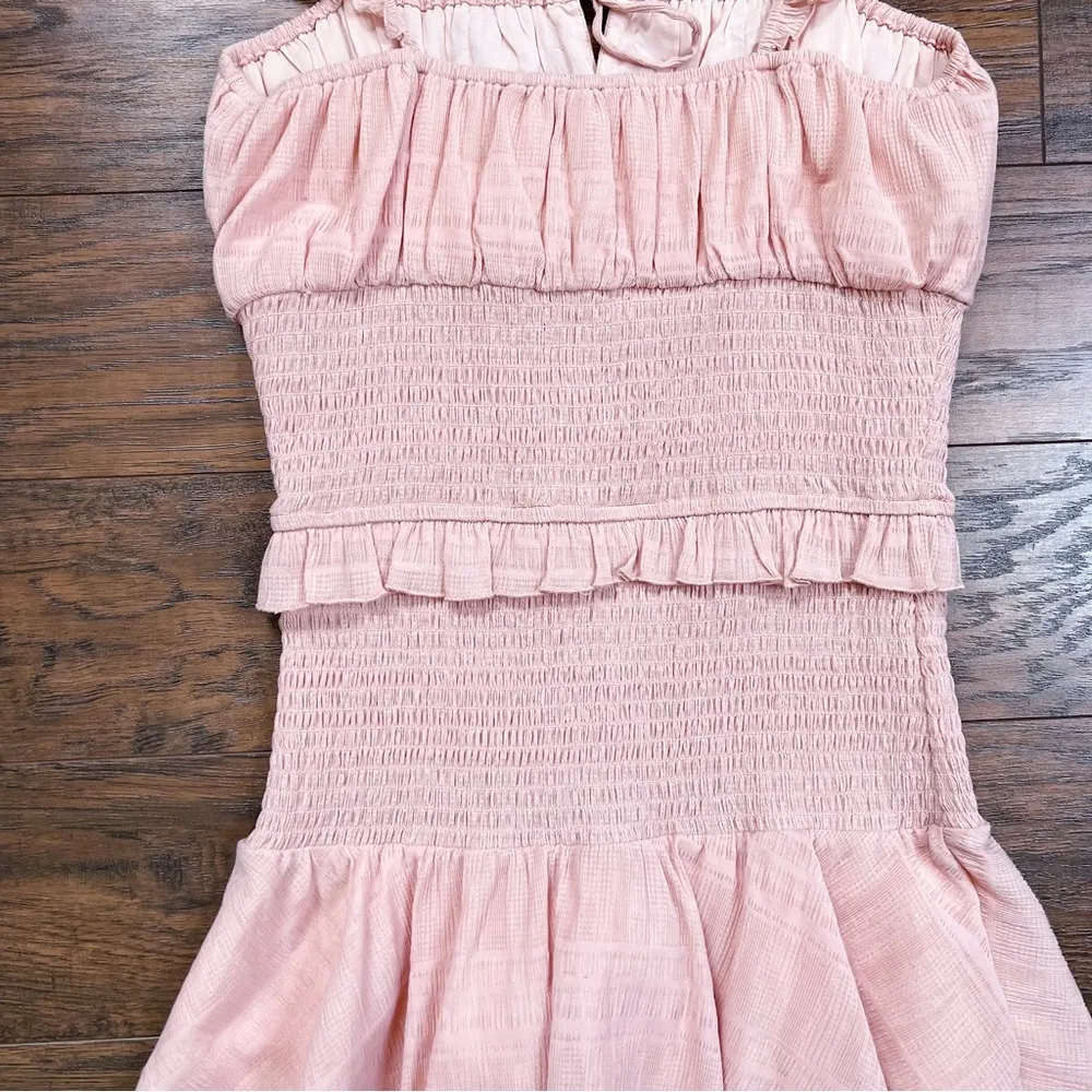 Tularosa • Janine Dress mini Blush Pink smocked ruffles peasant - Image 8