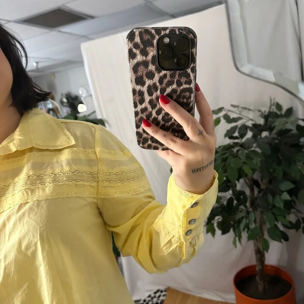 Free People Long Sleeve Button Front Mini Tunic Shirt Dress Yellow Size Small - Image 7