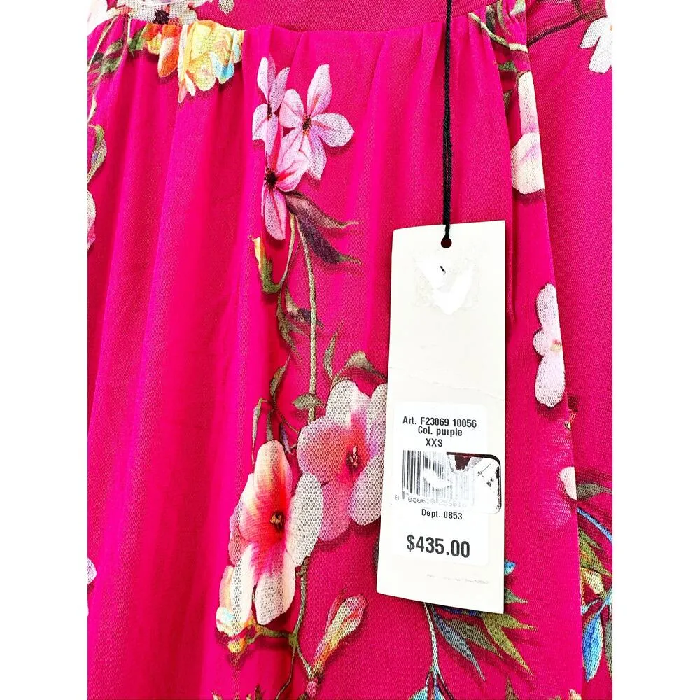 Fuzzi Gonna Lunga Floral Maxi Skirt in Porpora Size XXS NWT - Image 5