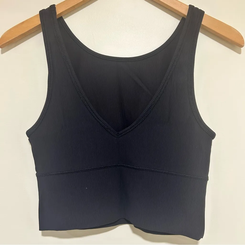 Lululemon Power Pivot Black Reversible V Neck Ribbed Tank Top Black XXXS - Image 5