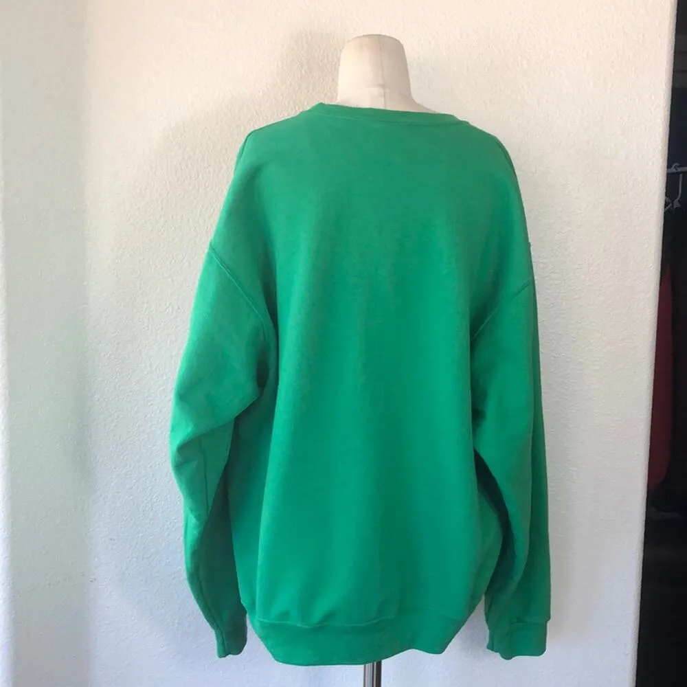 Meowy Christmas Hello ugly Christmas sweatshirt green novelty cat ugly sweater Size L - Image 2