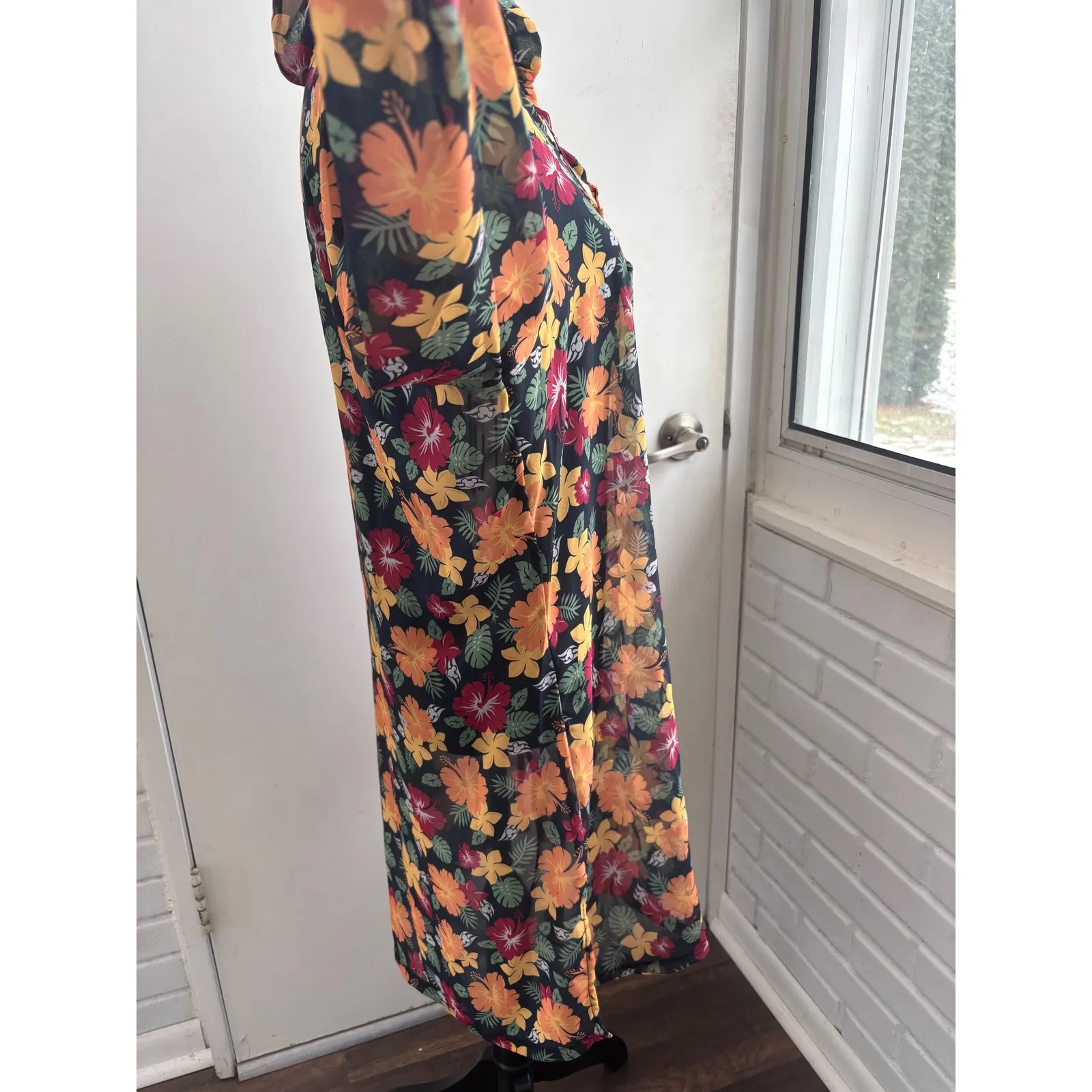 Disney Cruise Floral Print Hooded Swim Cover Up Dress large vacation travel - Image 5