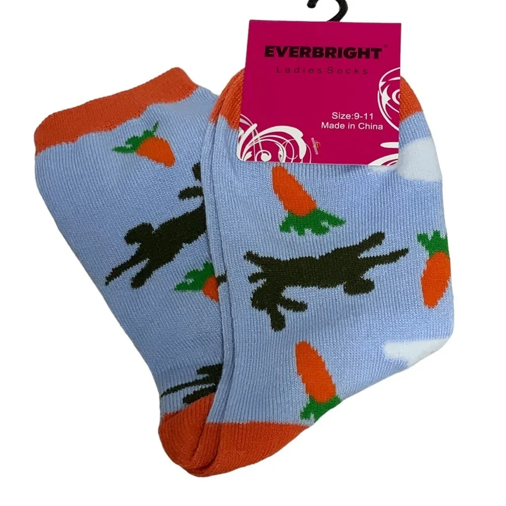 Everbright Easter Socks Women’s Bunny Carrots 9 - Image 2