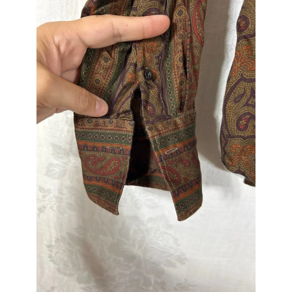 Ralph Lauren LRL Button Up Large Brown Paisley Striped Western Equestrian - Image 2