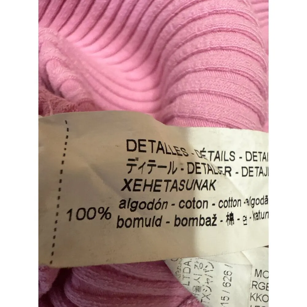 Zara Women's Pink Rib Knit Short Sleeve Sweetheart Neck Stretch Bodysuit Top M - Image 4