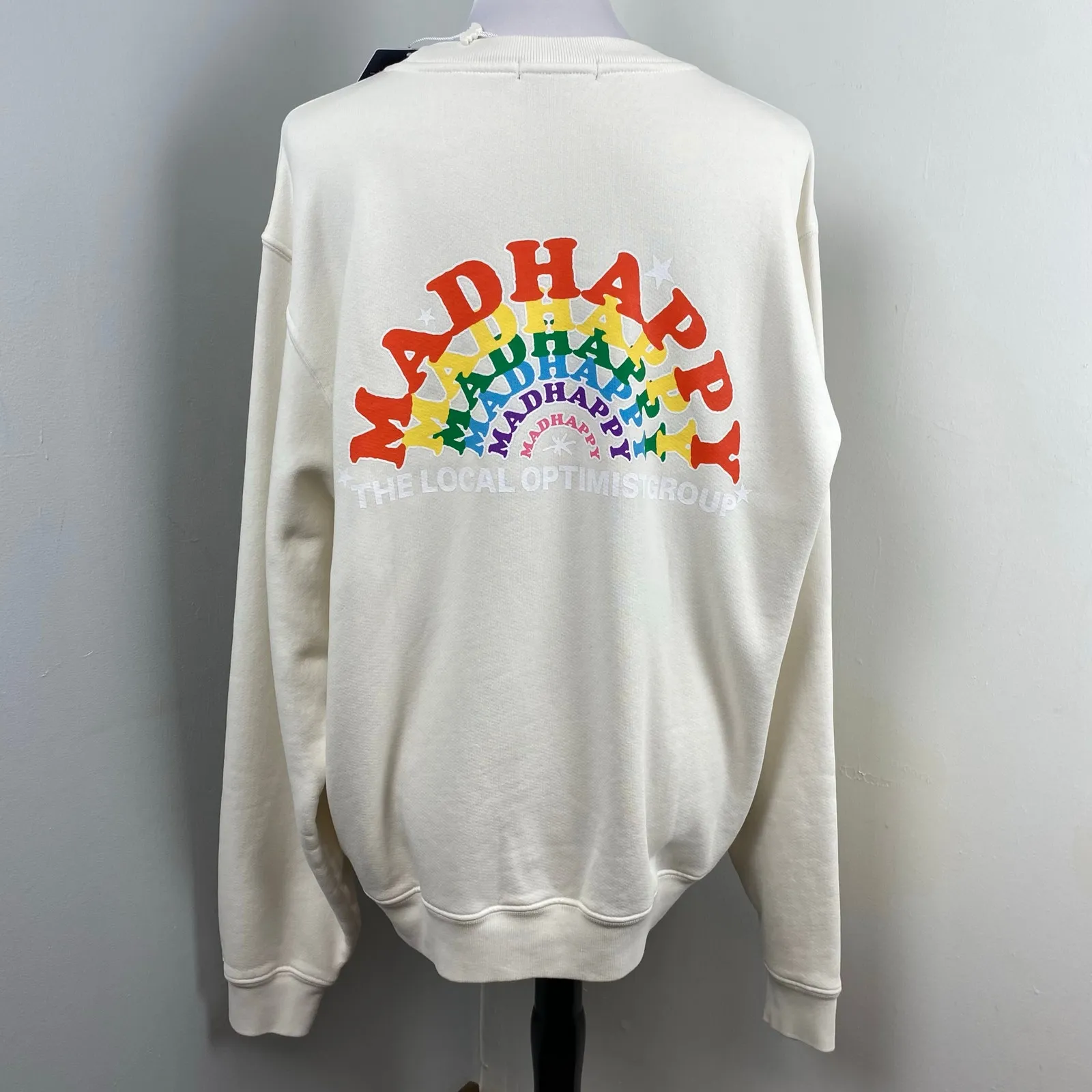 Madhappy Unisex Prism Capsule White Sweatshirt Rainbow Graphic Large NWT - Image 5