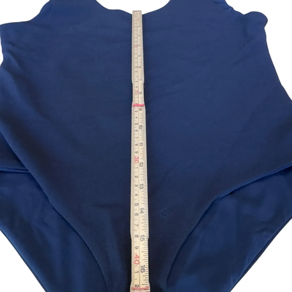 Kittenish Navy Blue Scoop Neck One Piece Swimsuit Large Minimalist Capsule EUC - Image 4