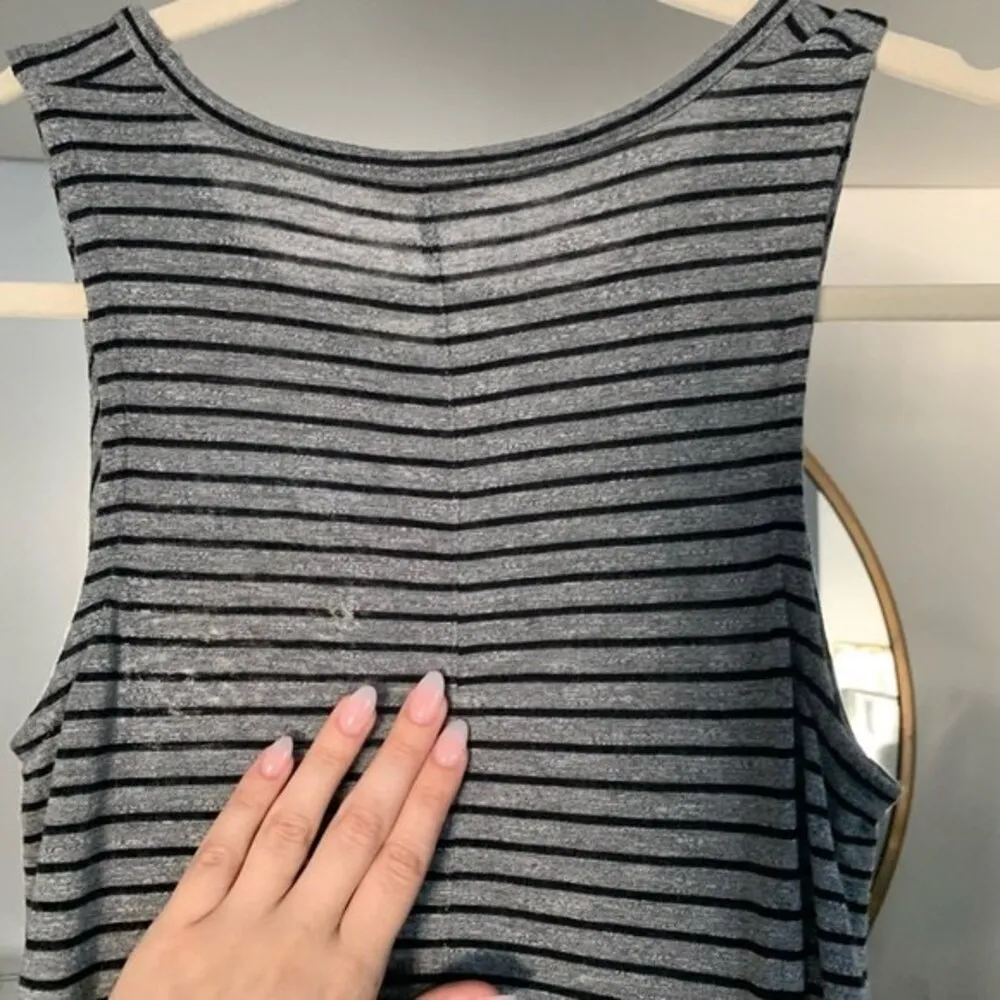 Highpoint Soft Minimalist Lagenlook Tank Dress Grey and Black Stripe XS - Image 13