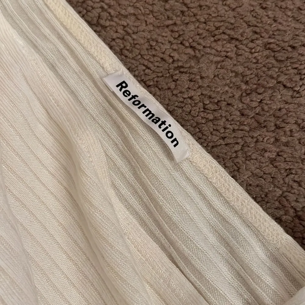 Reformation Minnie large ribbed cream blouse - Image 10