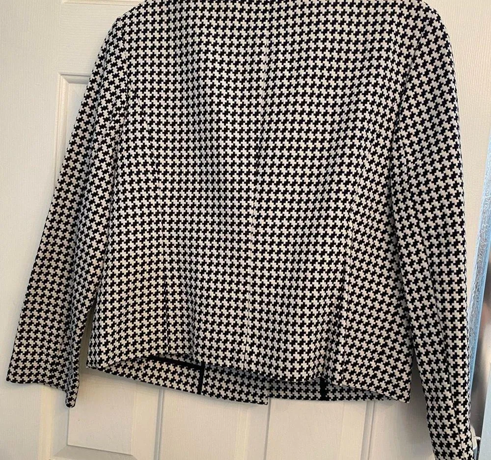 Liz Claiborne Black & White Houndstooth Cotton Jacket M - Image 4