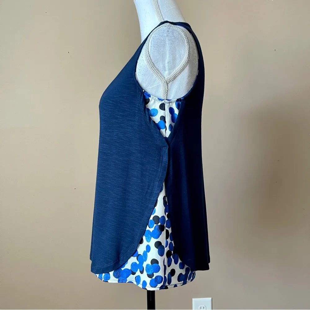 DELETTA | Navy Blue Layered V-Neck Tank Top Sz XS - Image 5