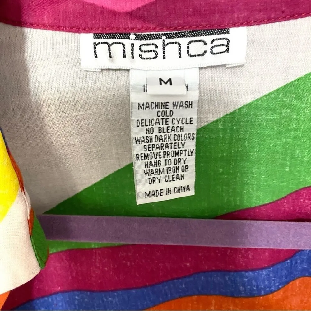 VIntage 90s Mishca Colorful Bright Open Tie Front Long - Image 2