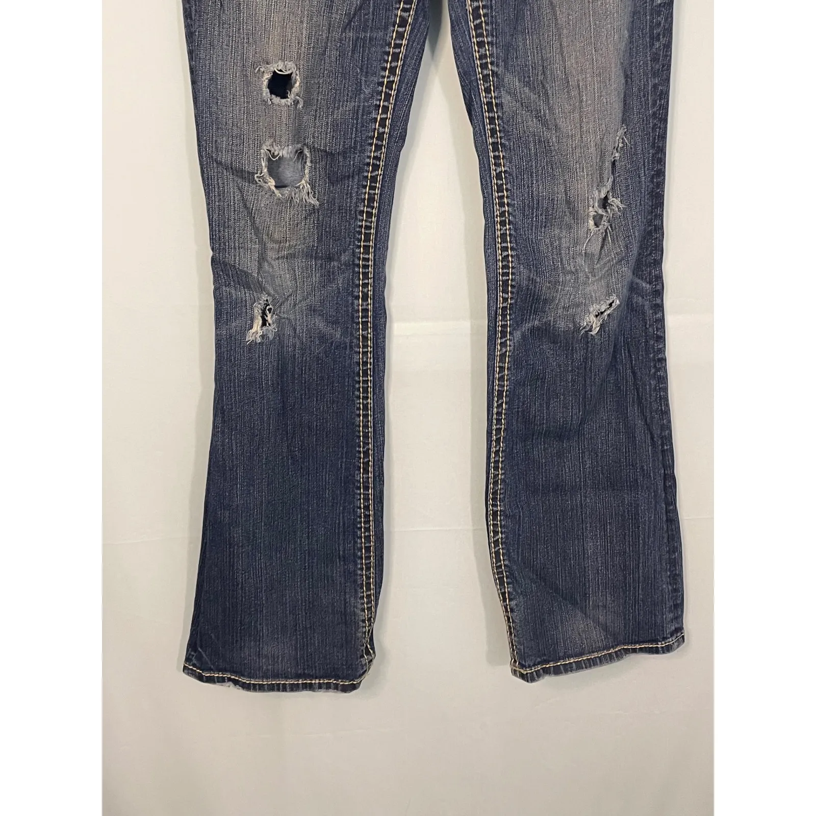 MEK DENIM LAS TUNAS Boot Cut Jeans Women's Size 29x32 Distressed Medium Wash - Image 3