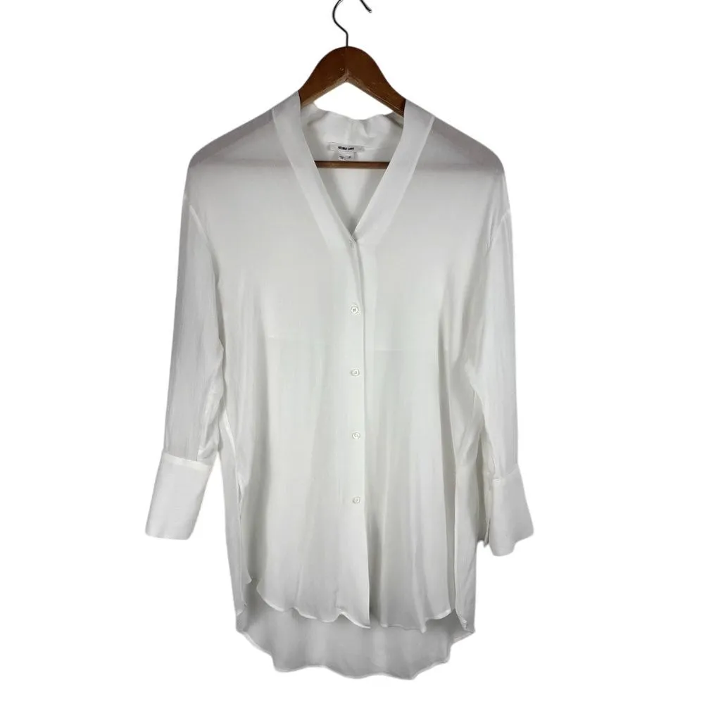 Helmut Lang P / XS‎ Mist Oversized Viscose Button Down Optic White Professional - Image 2