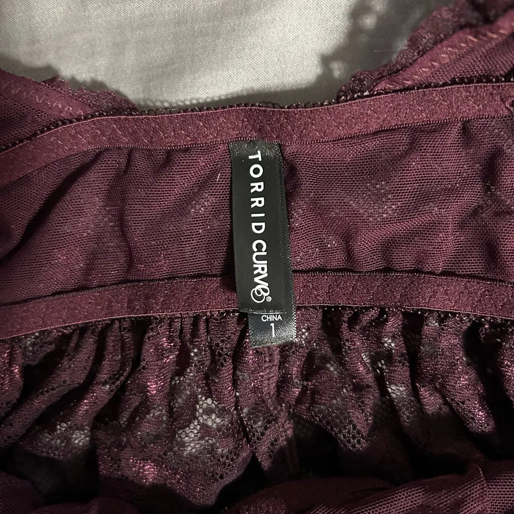 Torrid Burgundy Simply Lace Babydoll Size 1 Purple - Image 2