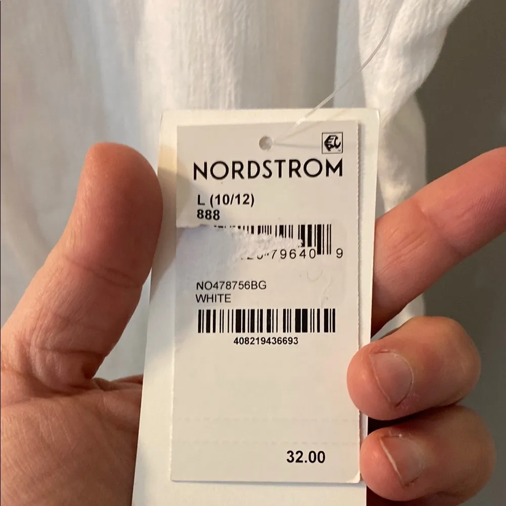 Nordstrom White Racerback Gauze Swimsuit Coverup size 10 - Image 3