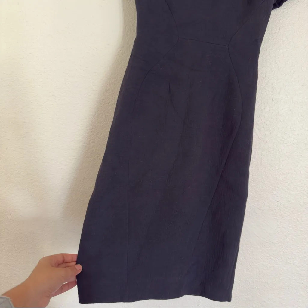 L’Agence Charcoal Gray V-Neck Textured Sheath Dress Size 6 - Image 2