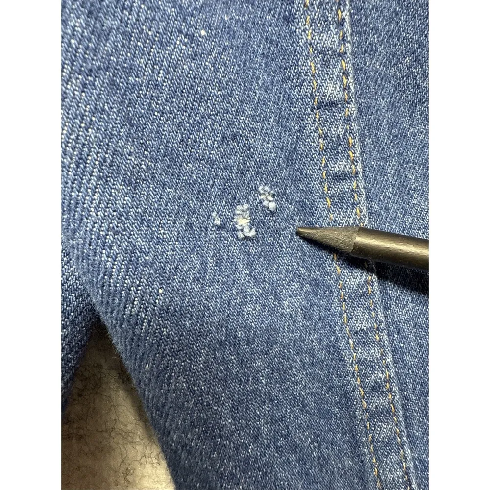 Vintage Denim Jacket Medium Jean Trucker Guitar Band USA ‼️FLAW NOTED SEE PICS‼️ Blue - Image 8