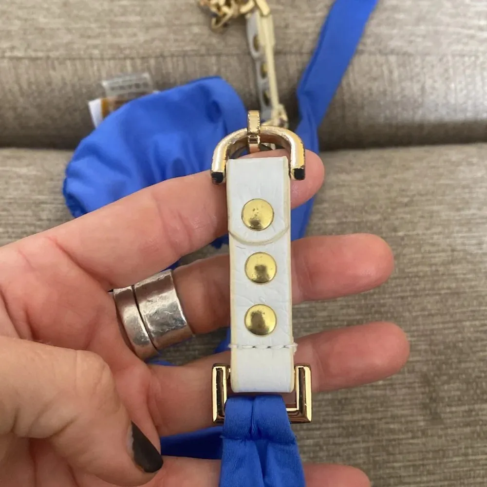 Beach bunny bronze leather and gold chain triangle top bikini size large blue - Image 7